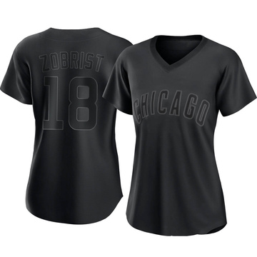 Ben Zobrist Women's Authentic Chicago Cubs Black Pitch Fashion Jersey