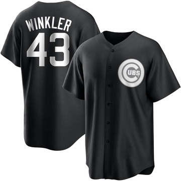 Dan Winkler Men's Replica Chicago Cubs Black/White Jersey