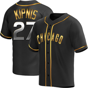 Jason Kipnis Men's Replica Chicago Cubs Black Golden Alternate Jersey