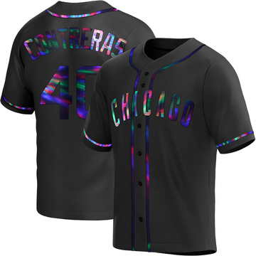 Willson Contreras Men's Replica Chicago Cubs Black Holographic Alternate Jersey