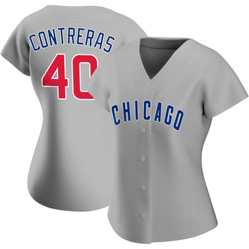 Willson Contreras Women's Authentic Chicago Cubs Gray Road Jersey