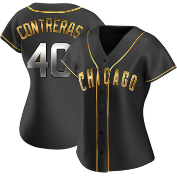 Willson Contreras Women's Replica Chicago Cubs Black Golden Alternate Jersey